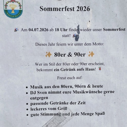 Sommerfest des KGV Rosenthal Süd steigt am 4. Juli 2026